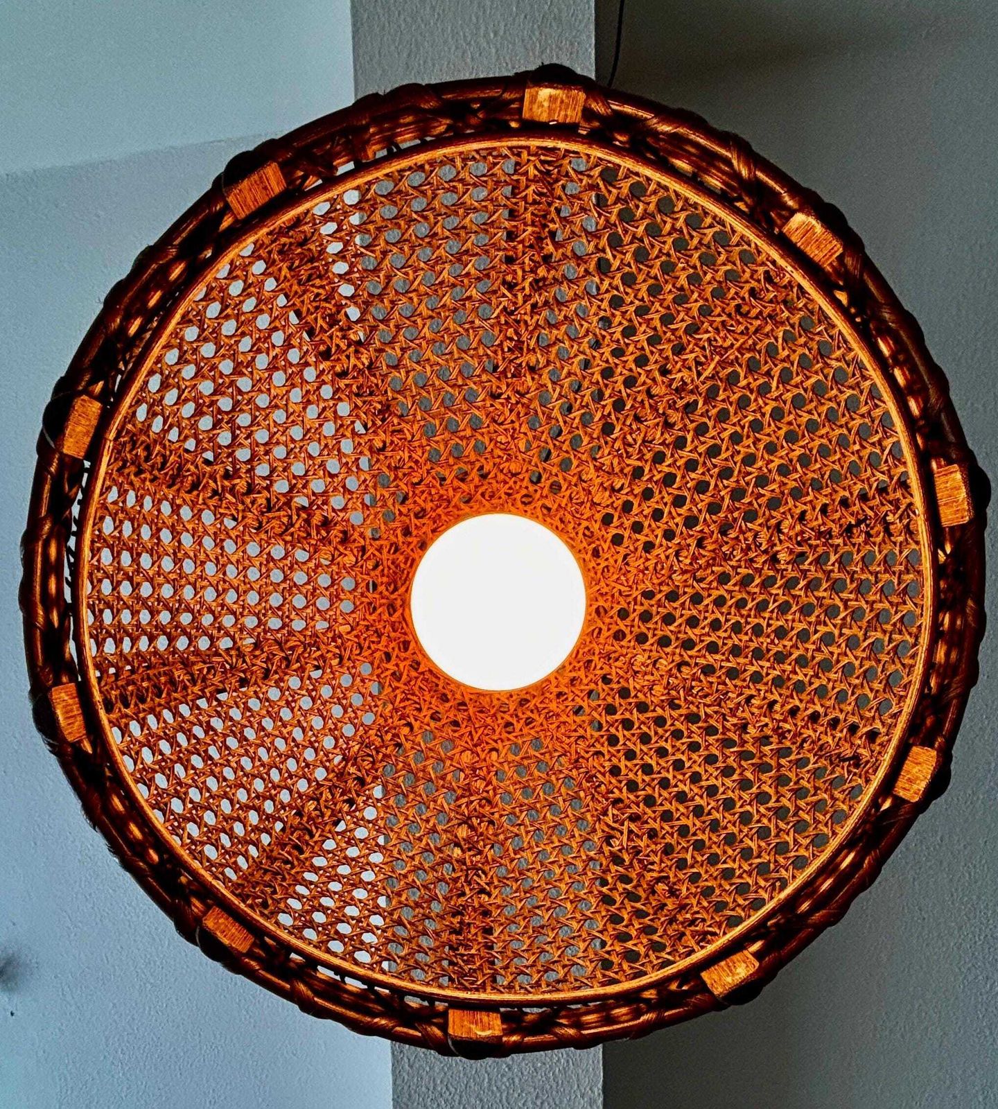 photo furniture Bamboo And Rattan Chandelier, Italy, 1960s