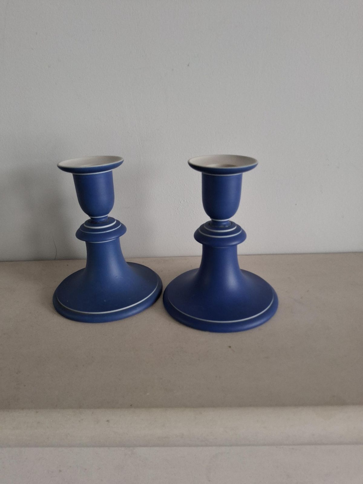 Vintage Pair Of Blue Wedgwood Etruria Ceramic Matt Glazed Candlestick Holder, Ceramic Candleholder, Wedgwood photo 95.0