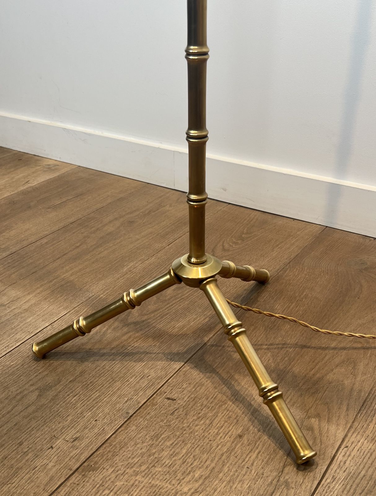 photo furniture Pair Of Faux Bamboo Floor Lamps In Bronze And Brass By Jacques Adnet