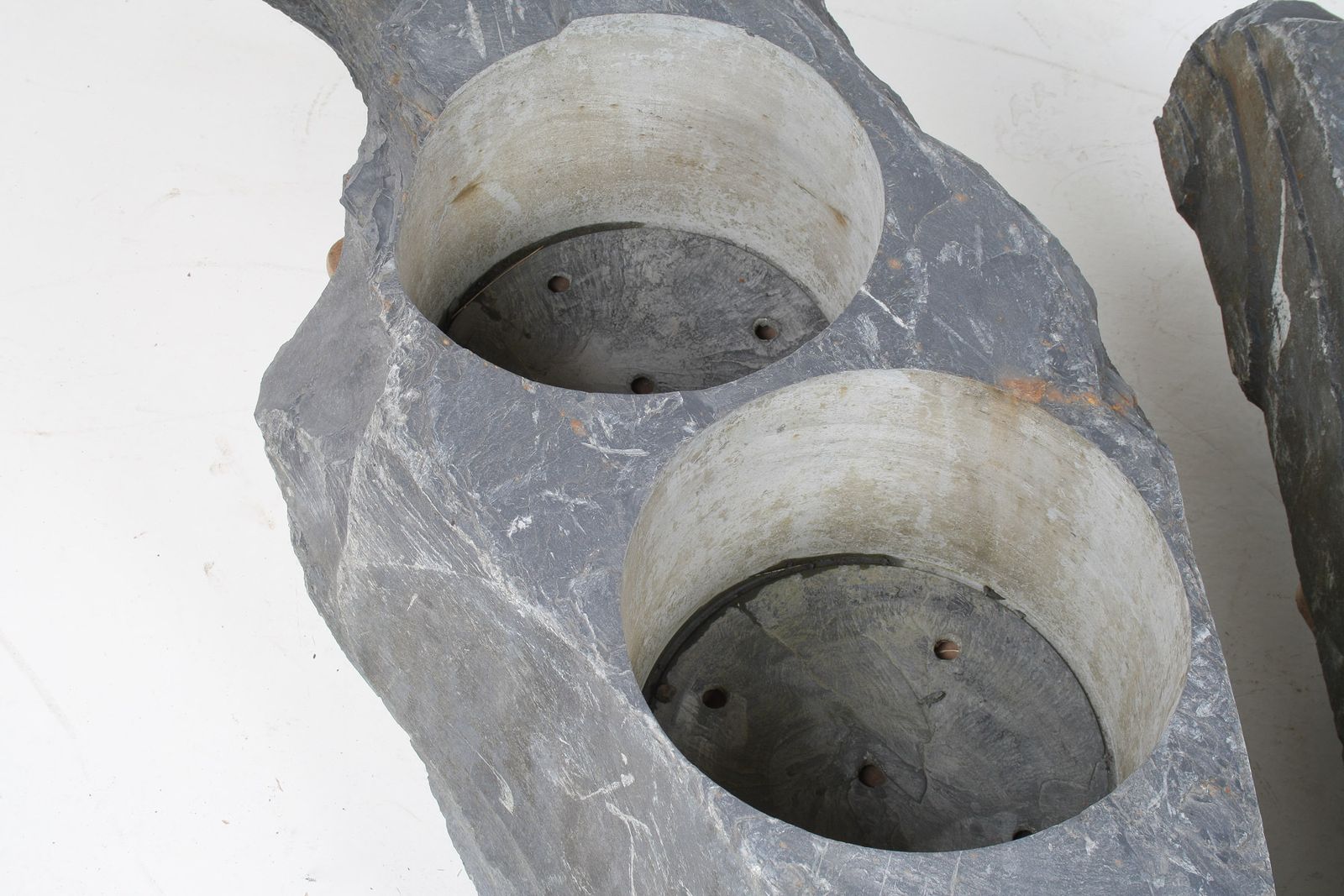 2250.0 A Pair Of Natural Wabi Sabi Stone Garden Planters – Welsh Slate photo