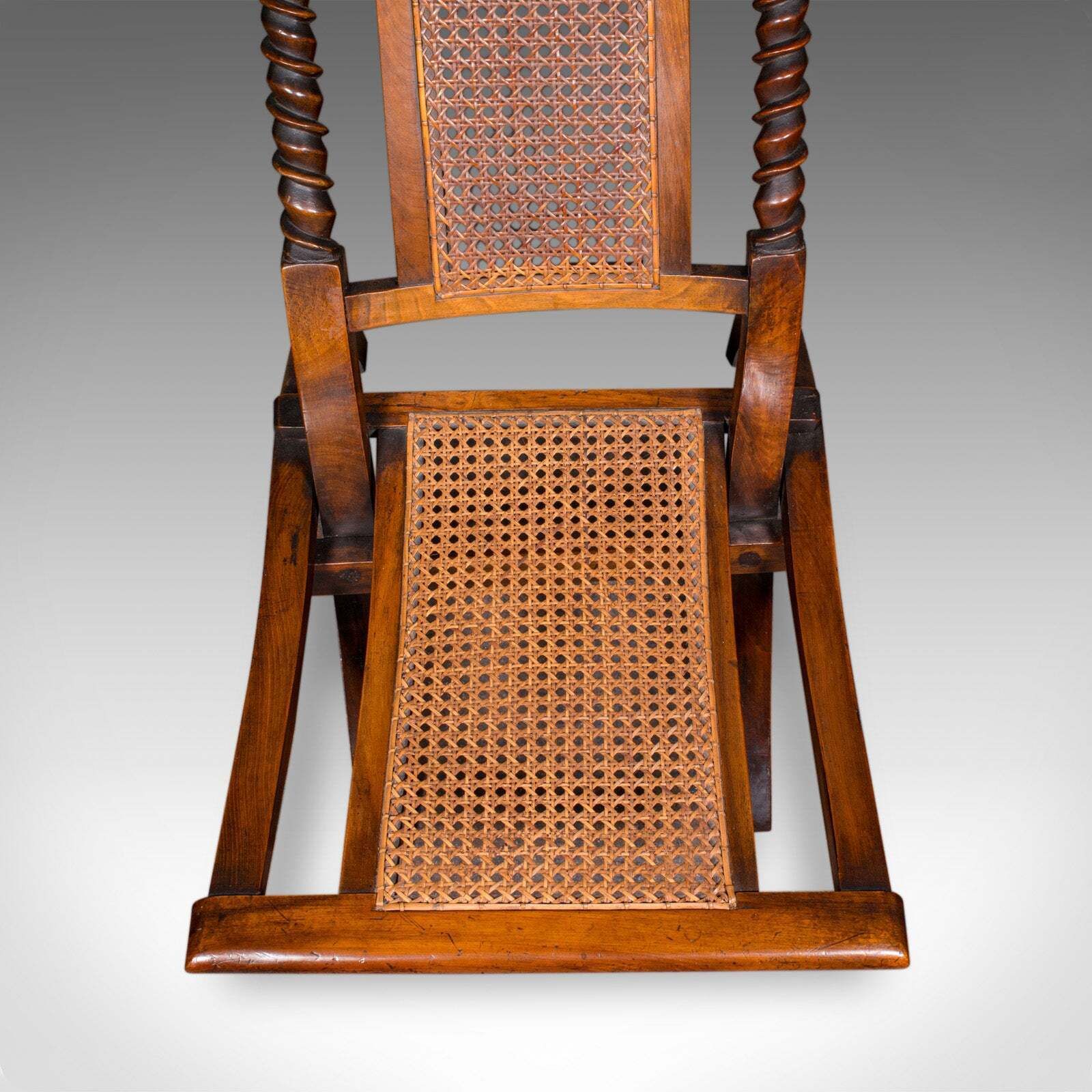 Antique Folding Steamer Chair, English, Bergère, Campaign Lounge Seat, Victorian photo vintage
