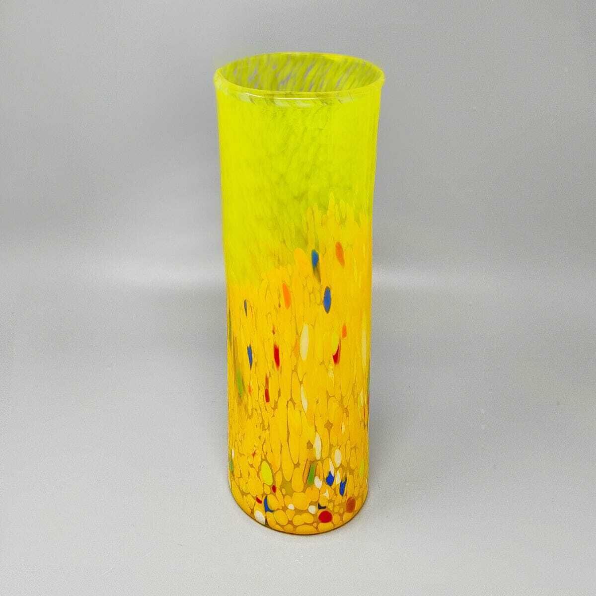 1970s Luxury Yellow Handrafted Vase In Murano Glass By Maestro Del Vetro. Made In Italy photo for sale