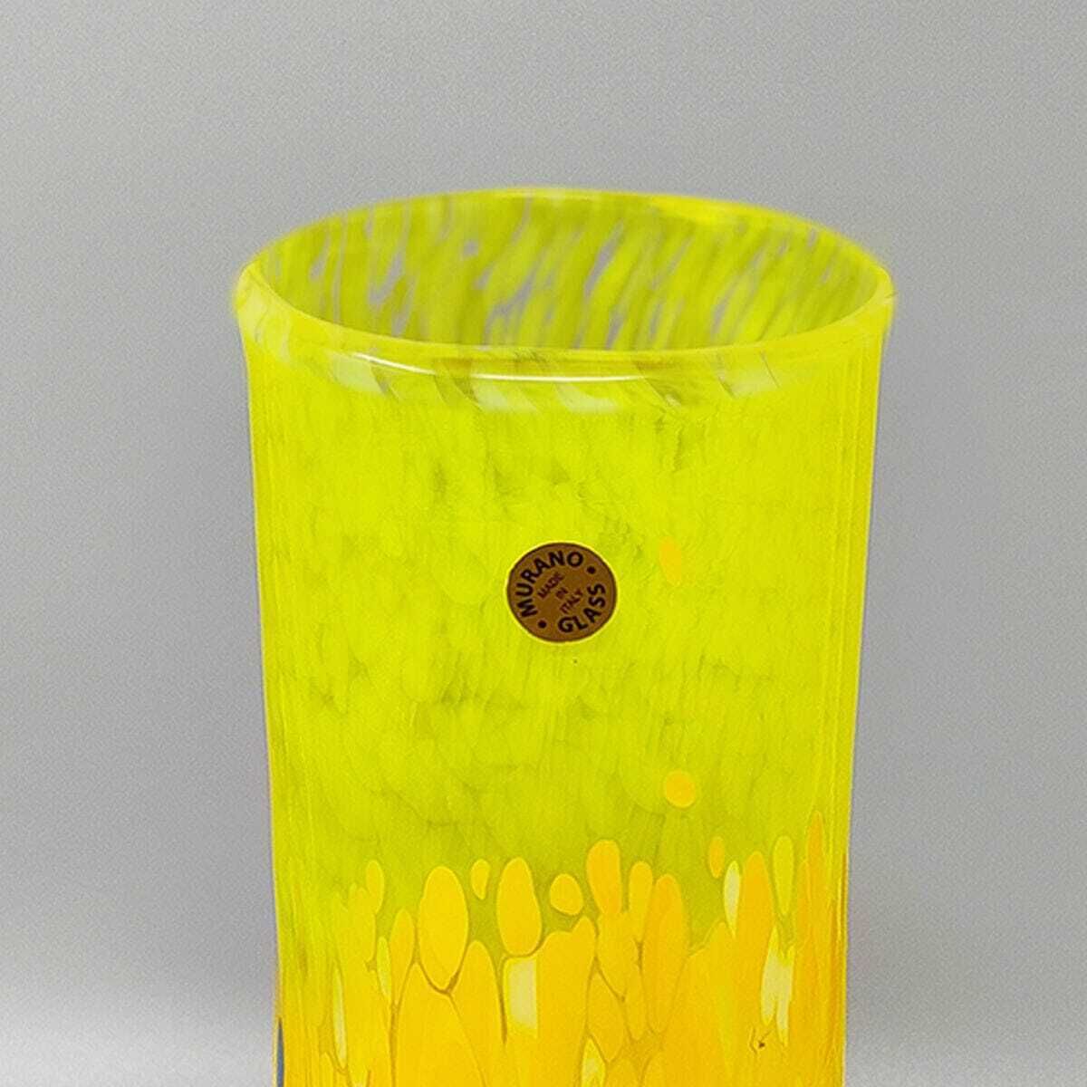 1970s Luxury Yellow Handrafted Vase In Murano Glass By Maestro Del Vetro. Made In Italy photo 298.0