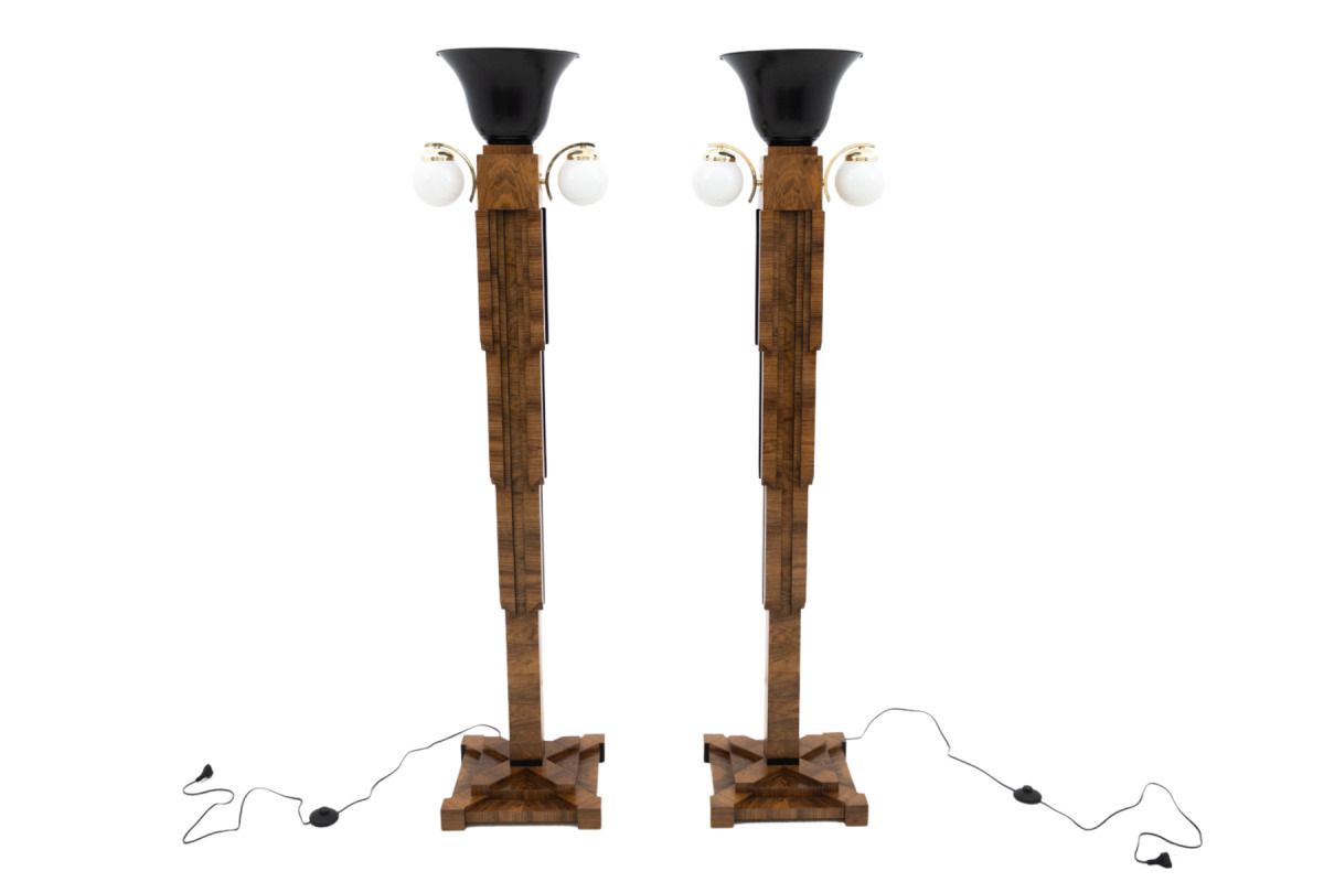 A Pair Of Art Deco Floor Lamps, Poland, Circa 1940.