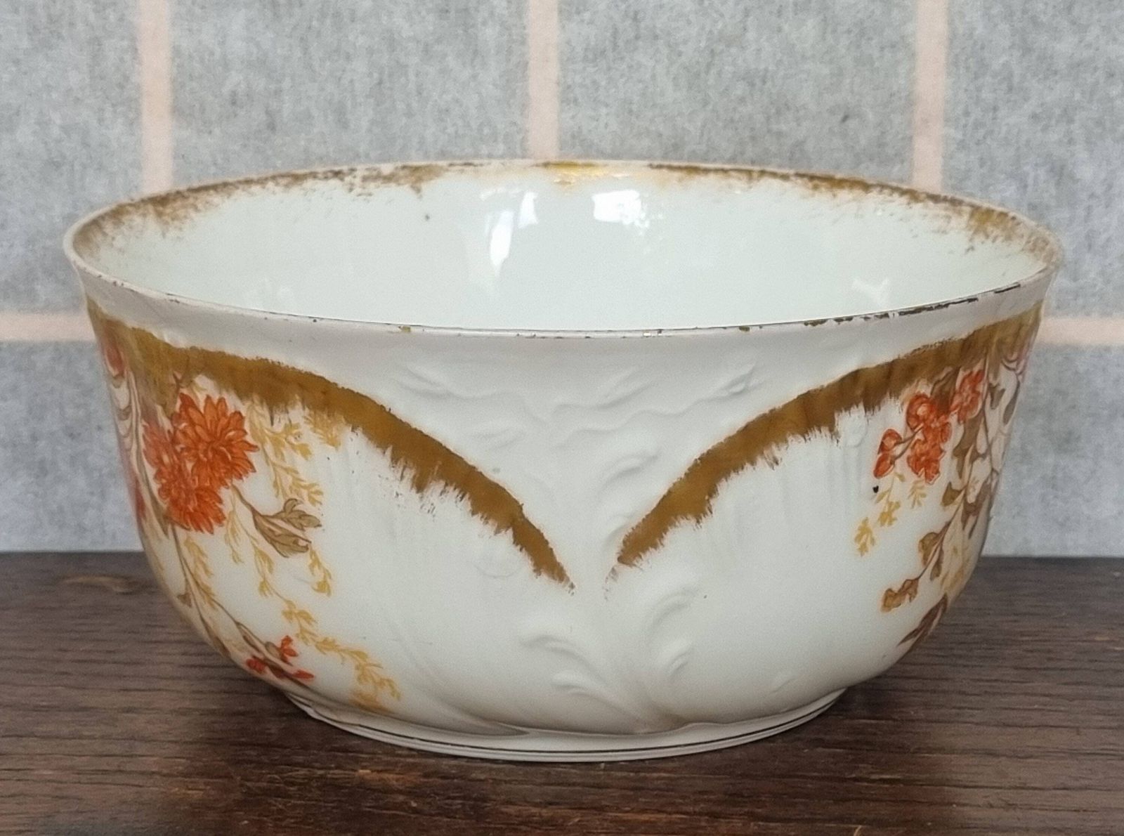 Limoges Redon Bowl | Antique French Porcelain Serving Dish | Orange Red Floral Gold Gilt Detail | Rare Collectible China photo buy