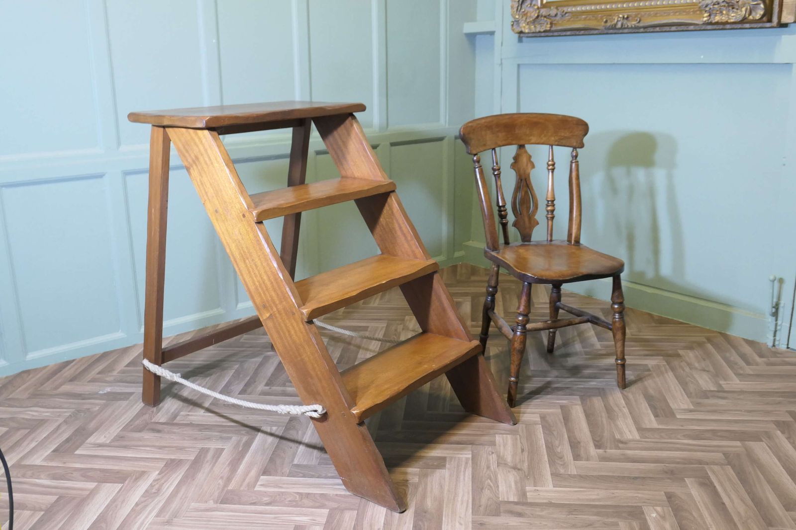 Teak Shop Display Unit, Library Steps, Ladder photo vintage