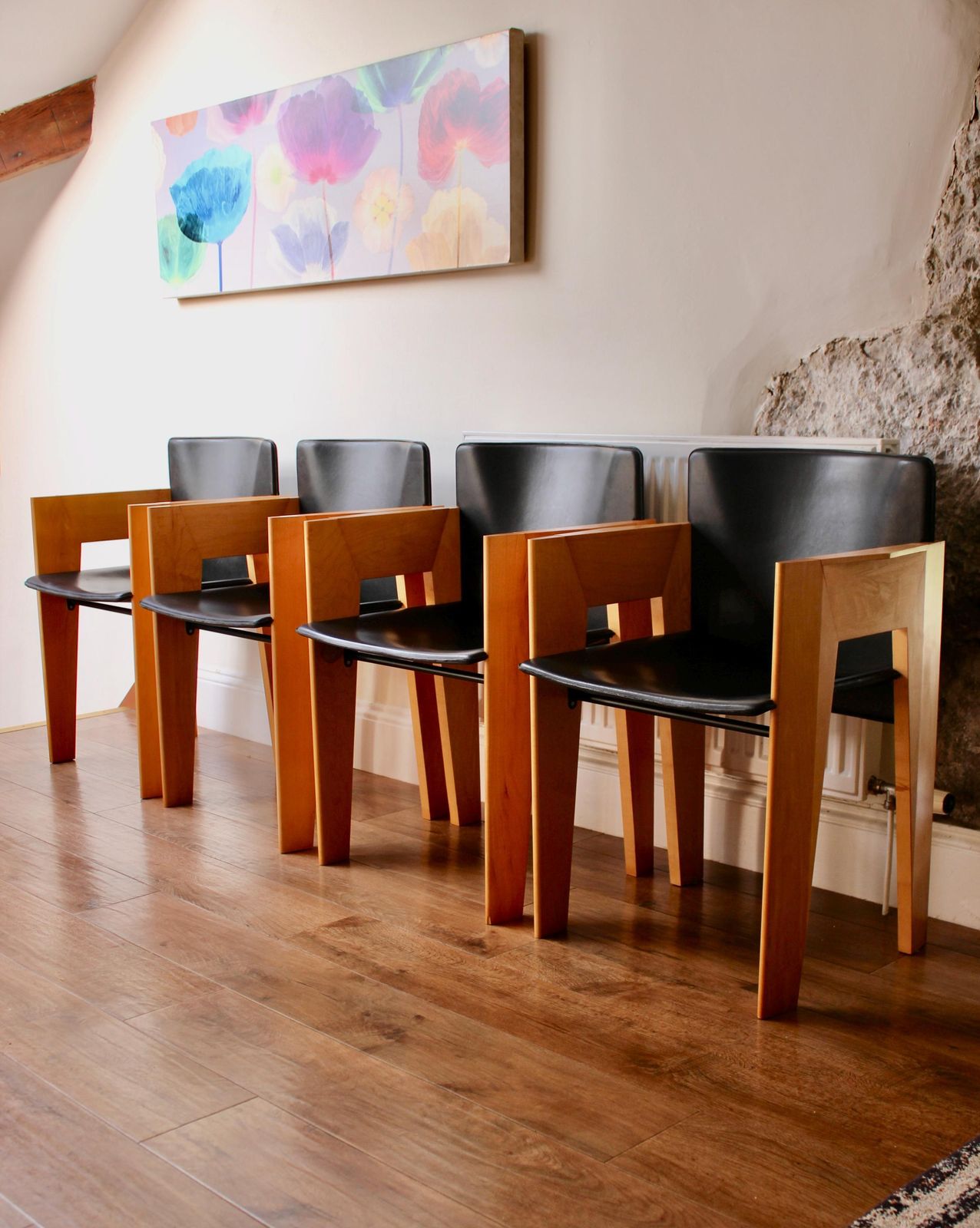Set Of 4 Leather Dining/Office Chairs By Arnold Merckx For Arco photo furniture