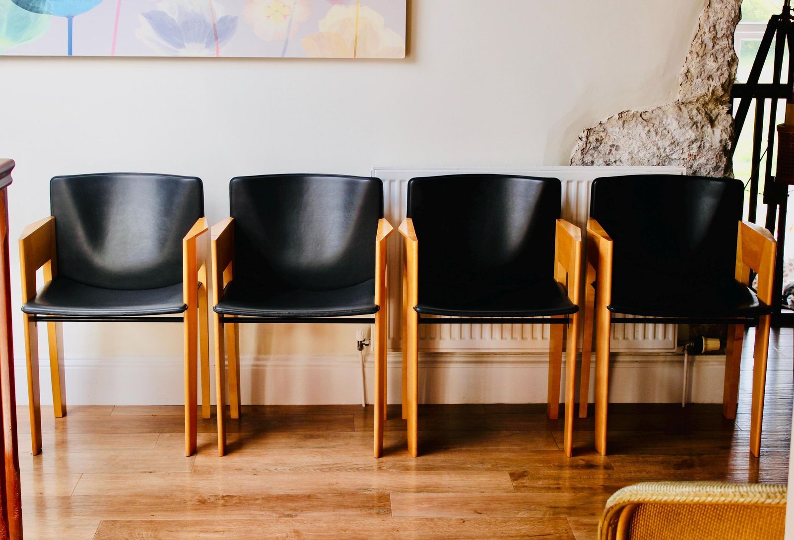 Set Of 4 Leather Dining/Office Chairs By Arnold Merckx For Arco photo for sale