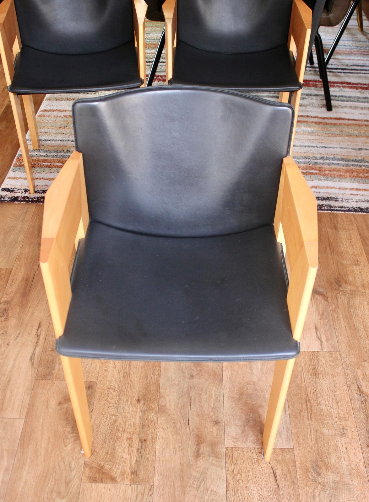 Set Of 4 Leather Dining/Office Chairs By Arnold Merckx For Arco photo vinterior