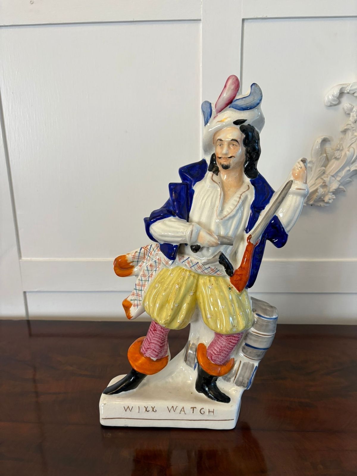 Large Antique 19th Century Quality Staffordshire Flatback Figure Of Will Watch Smuggler photo Art