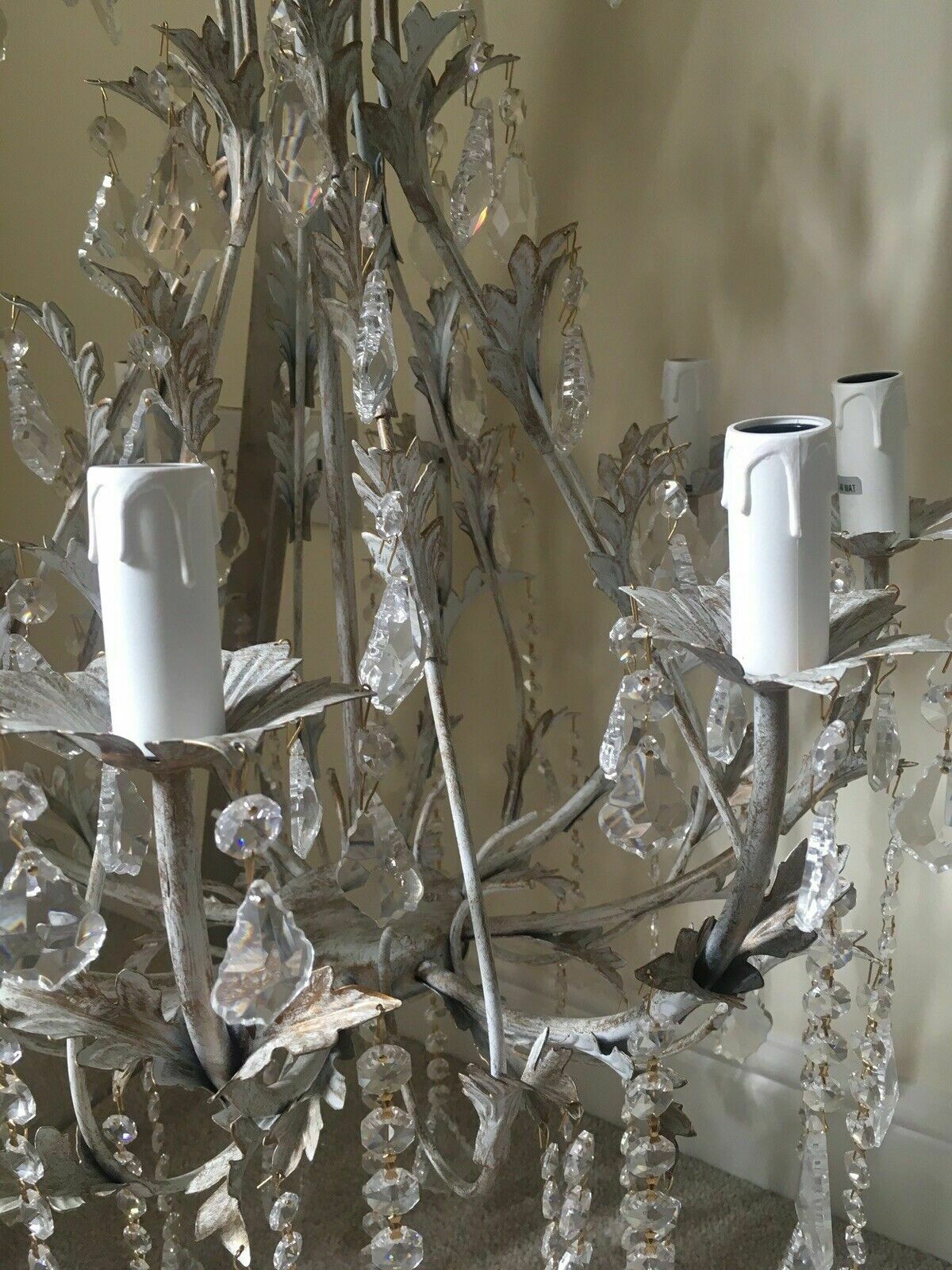 Custom Crystal Chandelier   White Gold Antique Finish photo furniture