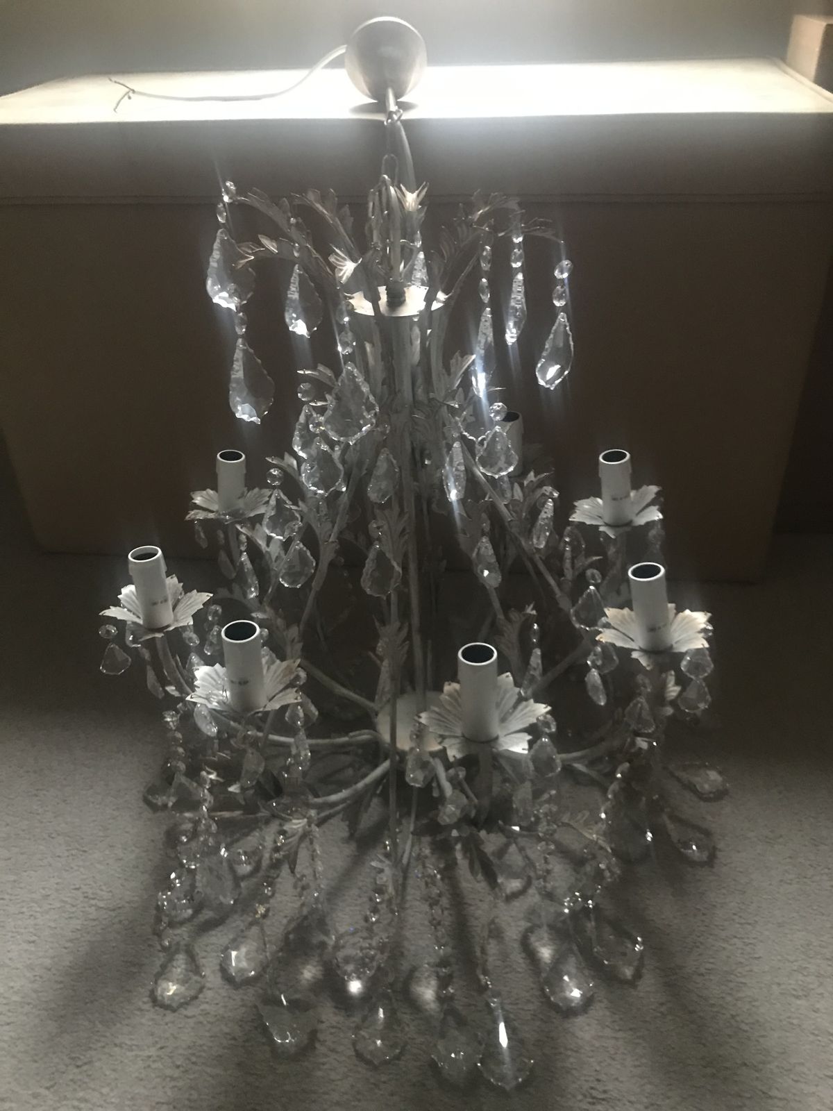 photo furniture Custom Crystal Chandelier   White Gold Antique Finish