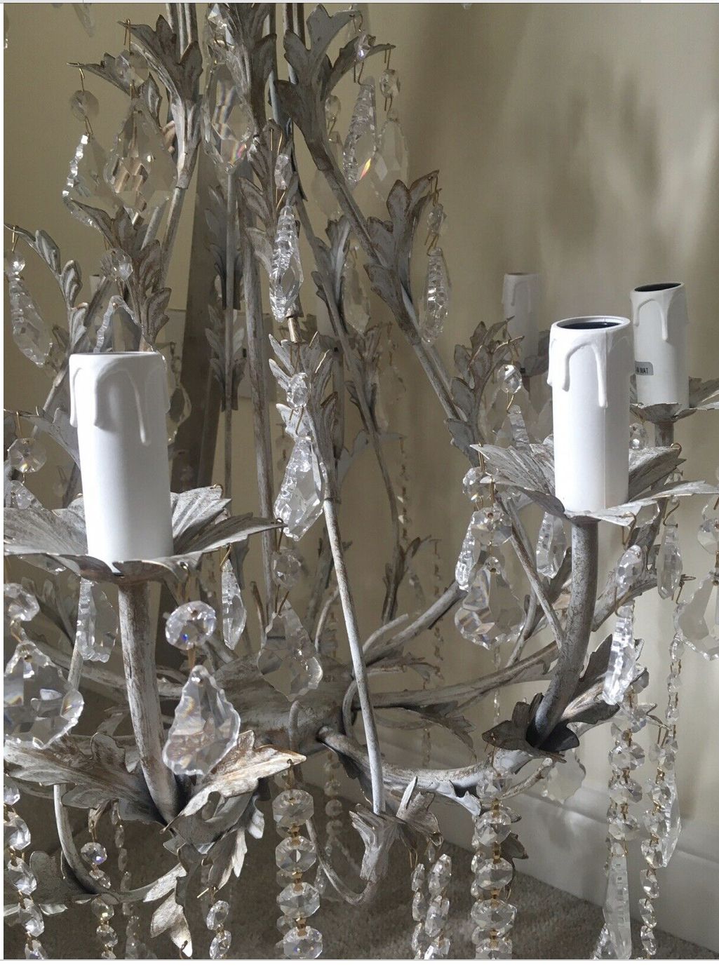 400.0 Custom Crystal Chandelier   White Gold Antique Finish photo