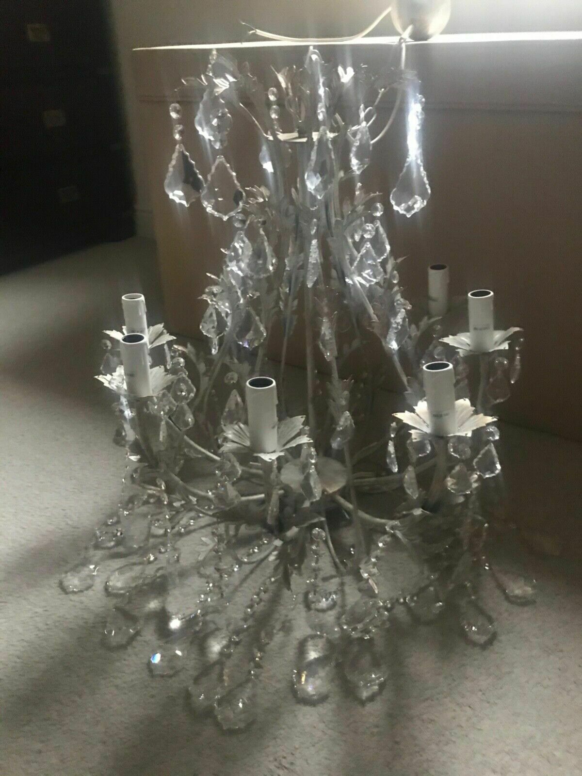 photo vintage Custom Crystal Chandelier   White Gold Antique Finish
