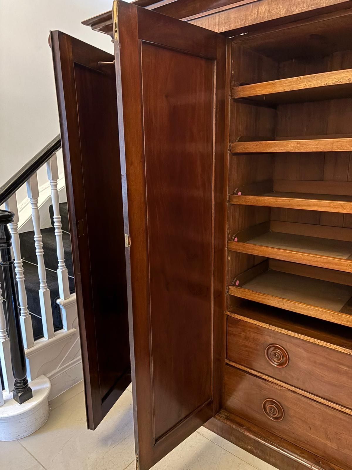 Furniture Antique 19th Century Quality Figured Mahogany Wardrobe photo