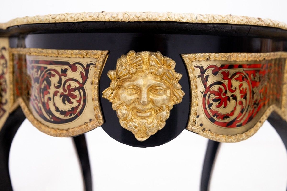 7019.0 Antique Boulle Style Table, France, Mid 19th Century. After Renovation. photo