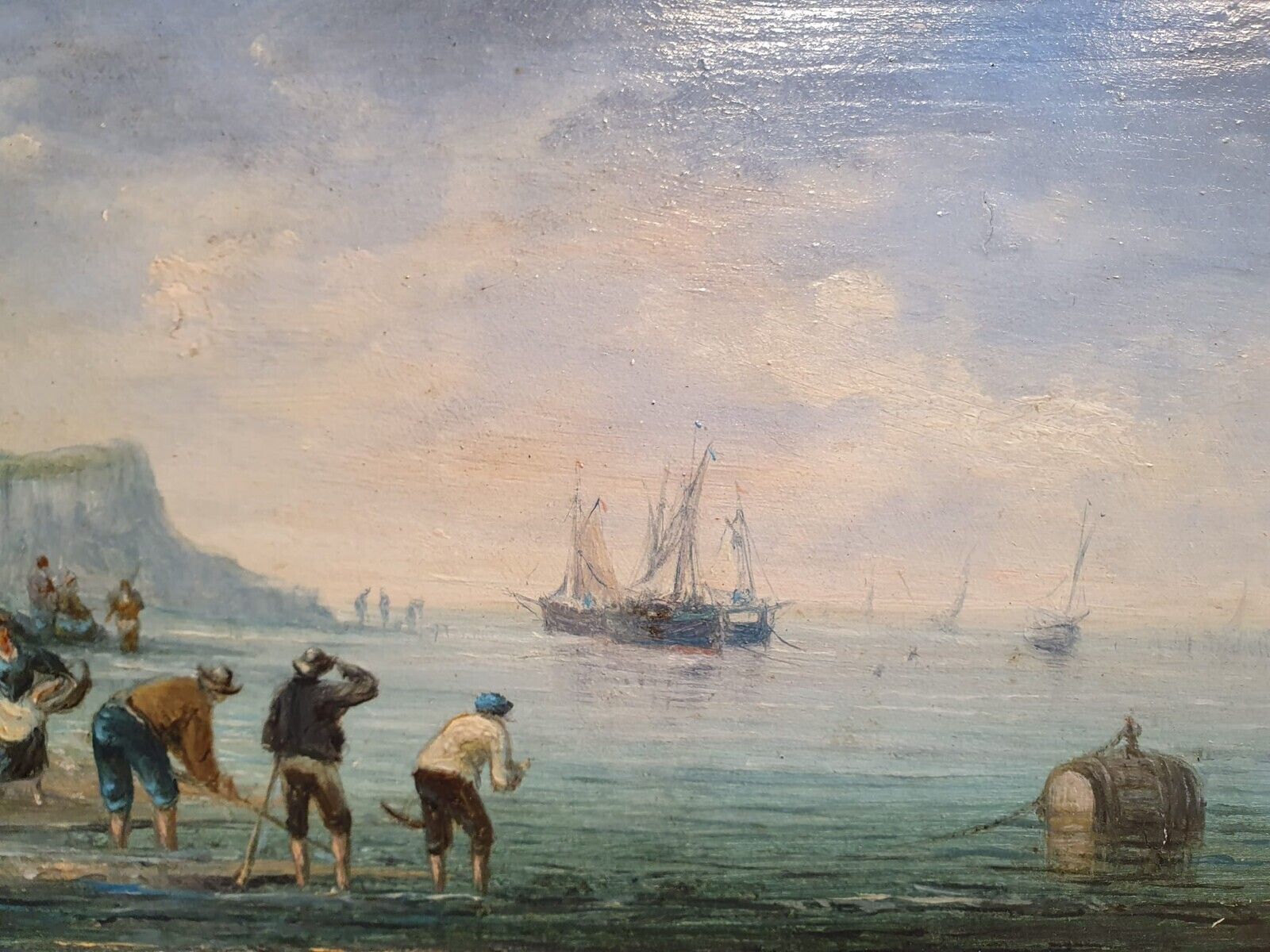 2 Oil Paintings On Panels Depicting Fishing Scenes Signed "Gilbert"   €1,500 Each Frame Size: 42 X 60 Cm photo 1263.0