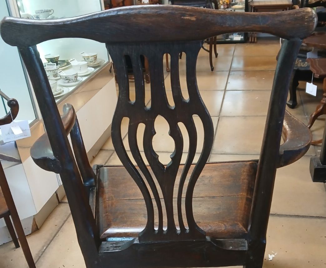 Unique & Rare Antique George III Oak Country Arm Chair Circa 1730 photo vinterior