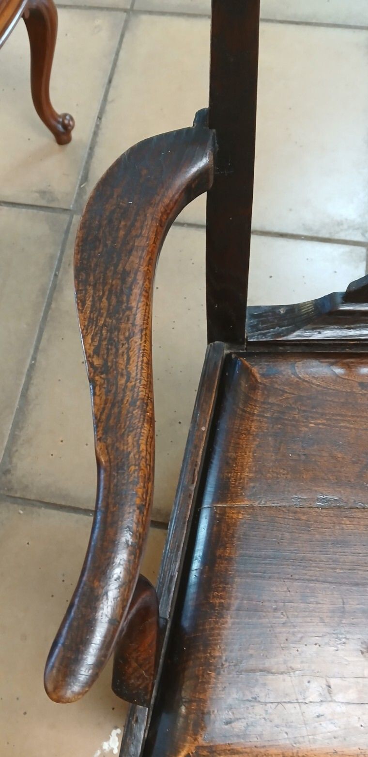 photo for sale Unique & Rare Antique George III Oak Country Arm Chair Circa 1730