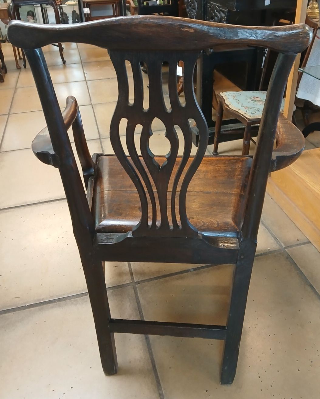 295.0 Unique & Rare Antique George III Oak Country Arm Chair Circa 1730 photo