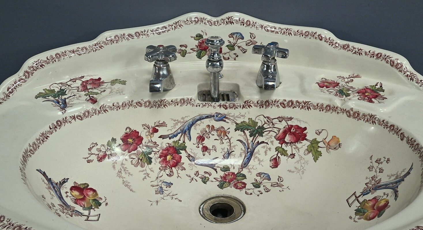 Rare Art Nouveau English Porcelain Washbasin, Porcher Establishments – 1900 photo Home Decor