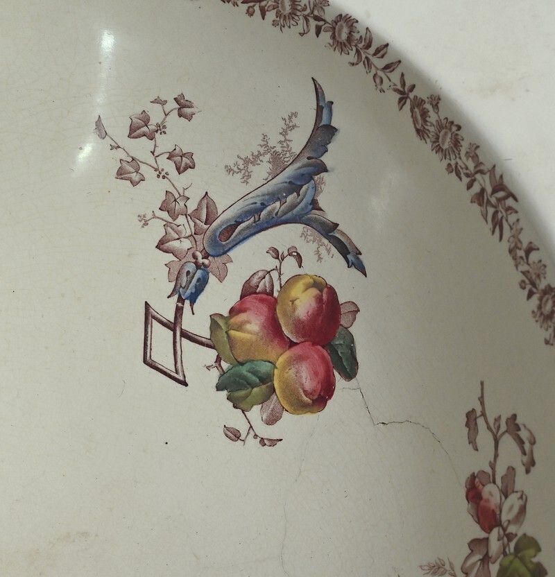 Home Decor Rare Art Nouveau English Porcelain Washbasin, Porcher Establishments – 1900 photo