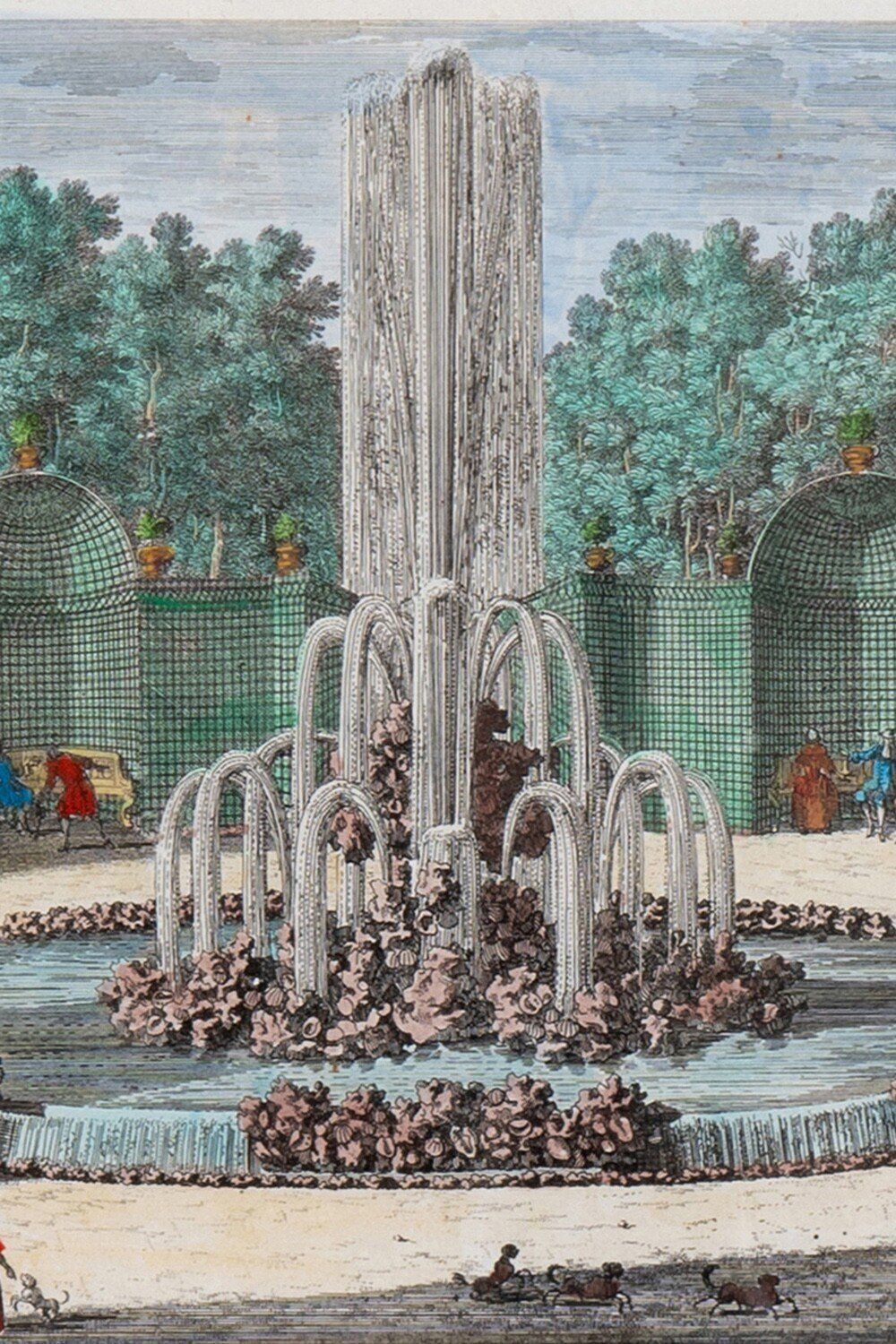 Nicolas Langlois, 'La Fontaine De L'étoile', Coloured Etching On Paper, Early 18th Century photo for sale