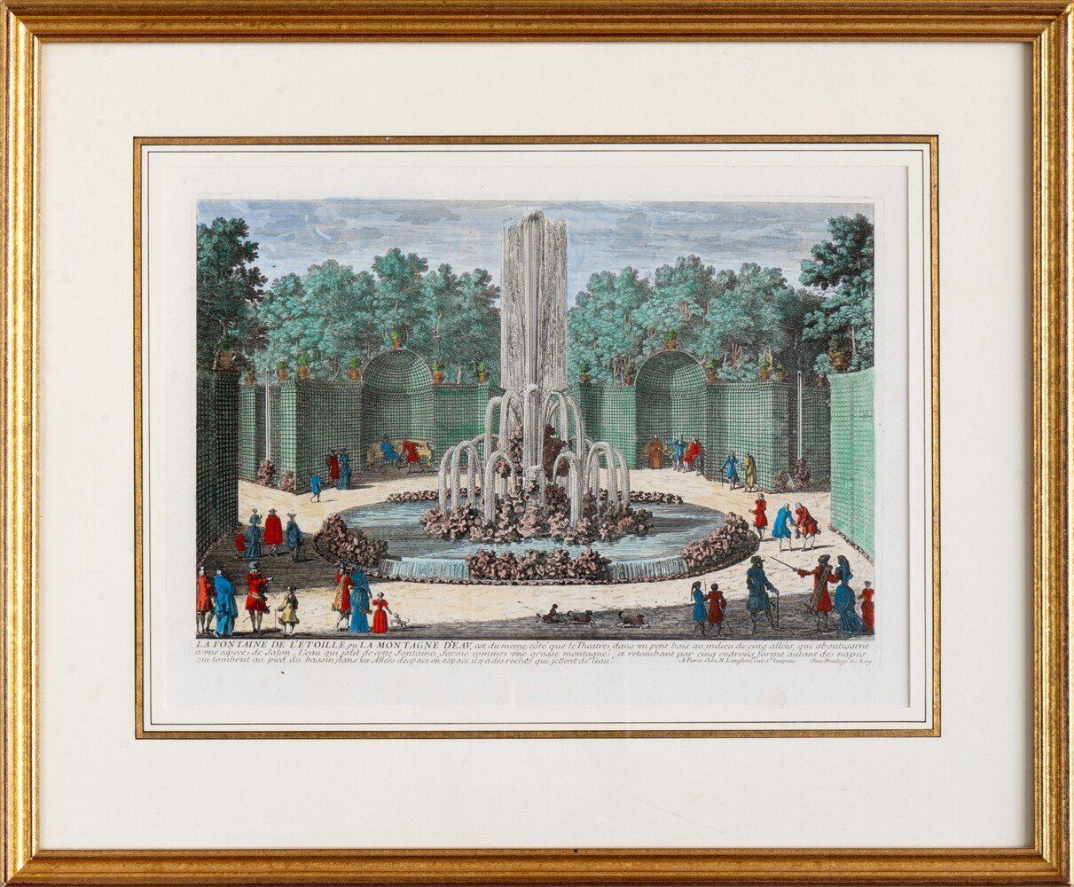 Nicolas Langlois, 'La Fontaine De L'étoile', Coloured Etching On Paper, Early 18th Century photo vinterior