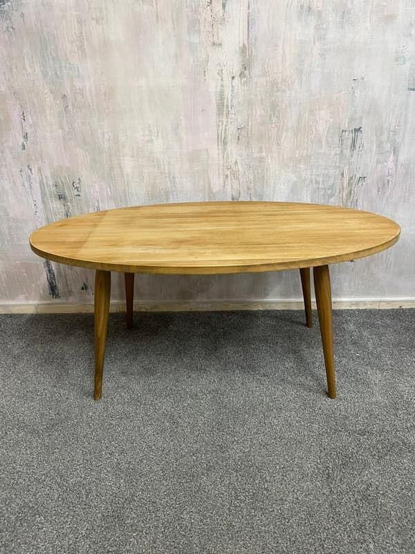 Modern Pill Shaped Coffee Table Tapered Legs Side End Table photo furniture