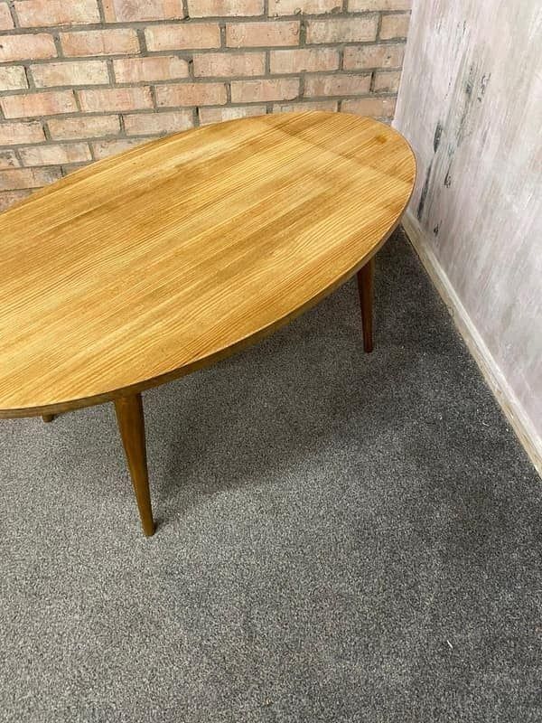 Modern Pill Shaped Coffee Table Tapered Legs Side End Table photo Furniture