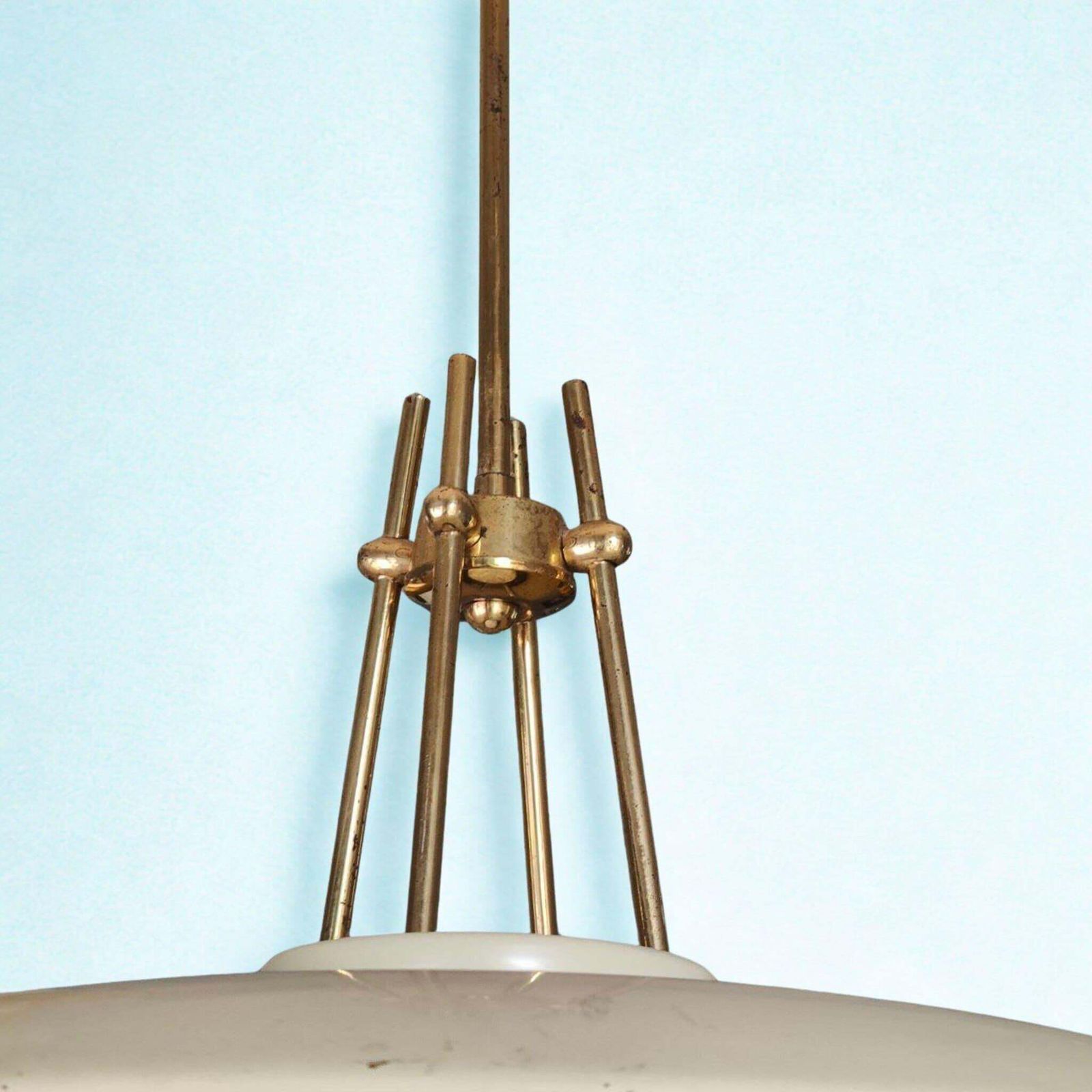 1950s Italian Mid Century Modern Brass Pendant  4 Light  By Arteluce photo for sale