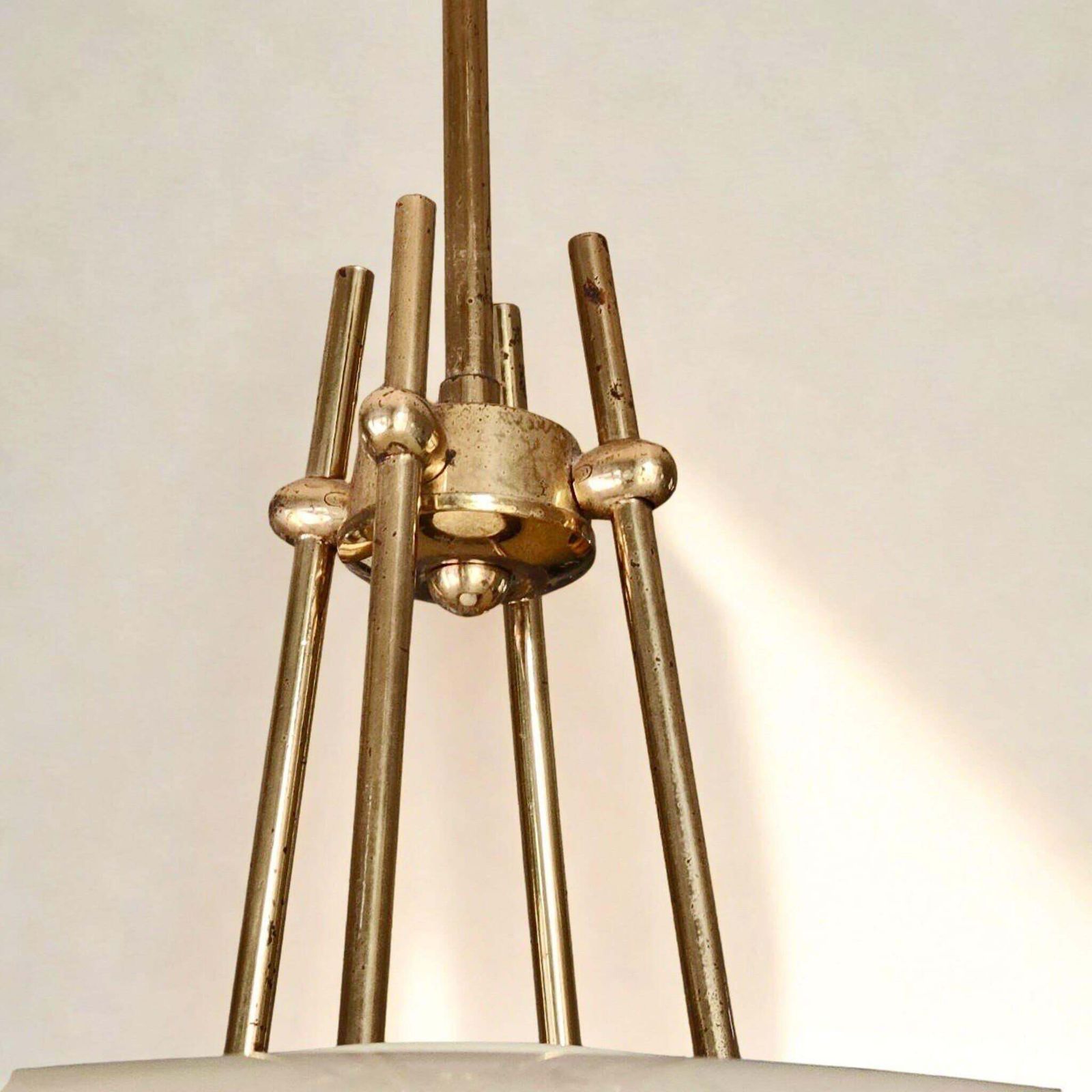1950s Italian Mid Century Modern Brass Pendant  4 Light  By Arteluce photo vintage