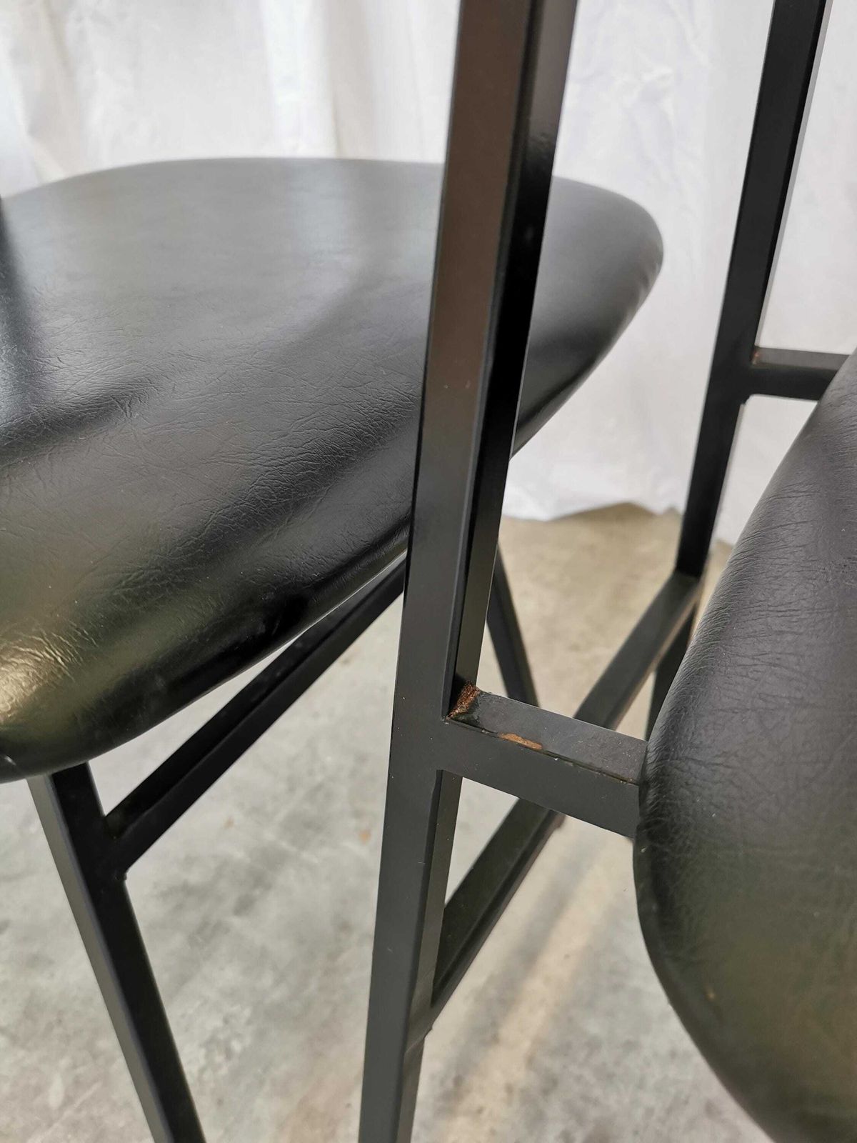 1 Of 5 Vintage School Chairs With Black Lethaer / Stol Kamnik 1980s Yugoslavia / Metal Base Leather Seat Backrest / Mid Century Dining Chair photo Furniture