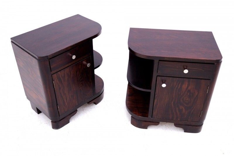Pair Of Art Deco Bedside Tables, Poland, 1950s. After Renovation.