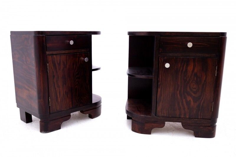 Pair Of Art Deco Bedside Tables, Poland, 1950s. After Renovation. photo furniture