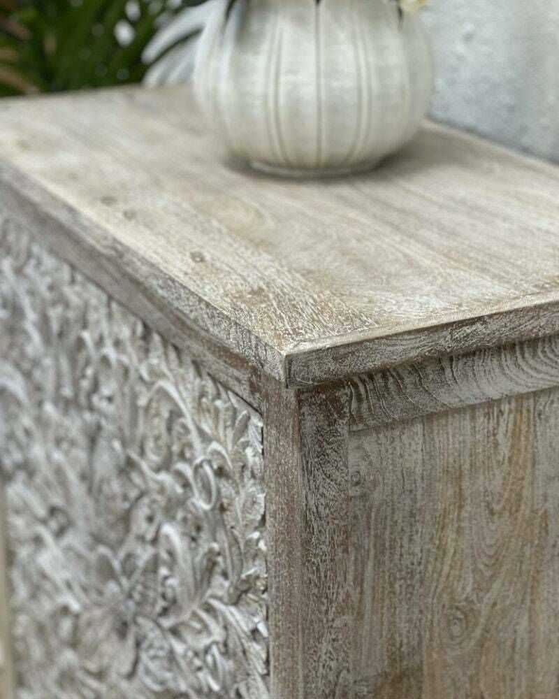 Hand Carved Mango Wood 4 Drawer Chest Of Drawers photo 495.0