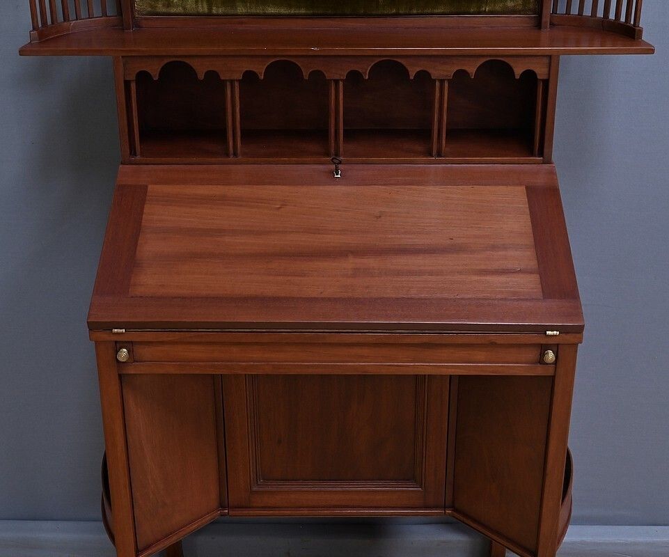 photo for sale Rare English Mahogany Bonheur Du Jour, Lazarus & Cie, Calcutta – 2nd Half Of The 19th Century