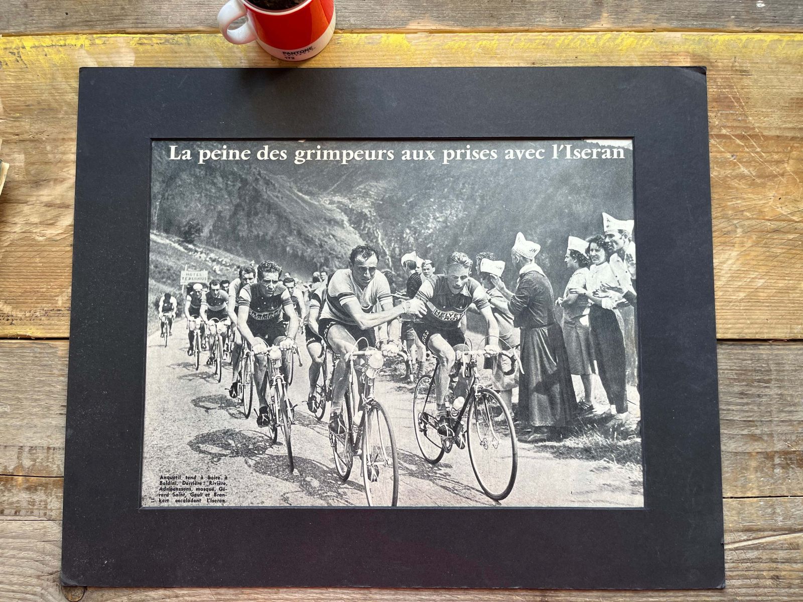 Tour De France Vintage Print   C1958 Col D’iseran Jacques Anquetil photo 103.0