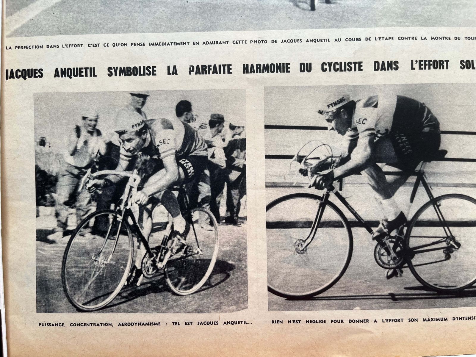 Vintage Cycling Print   Jacques Anquetil , Original Tour De France, 1959 photo Art