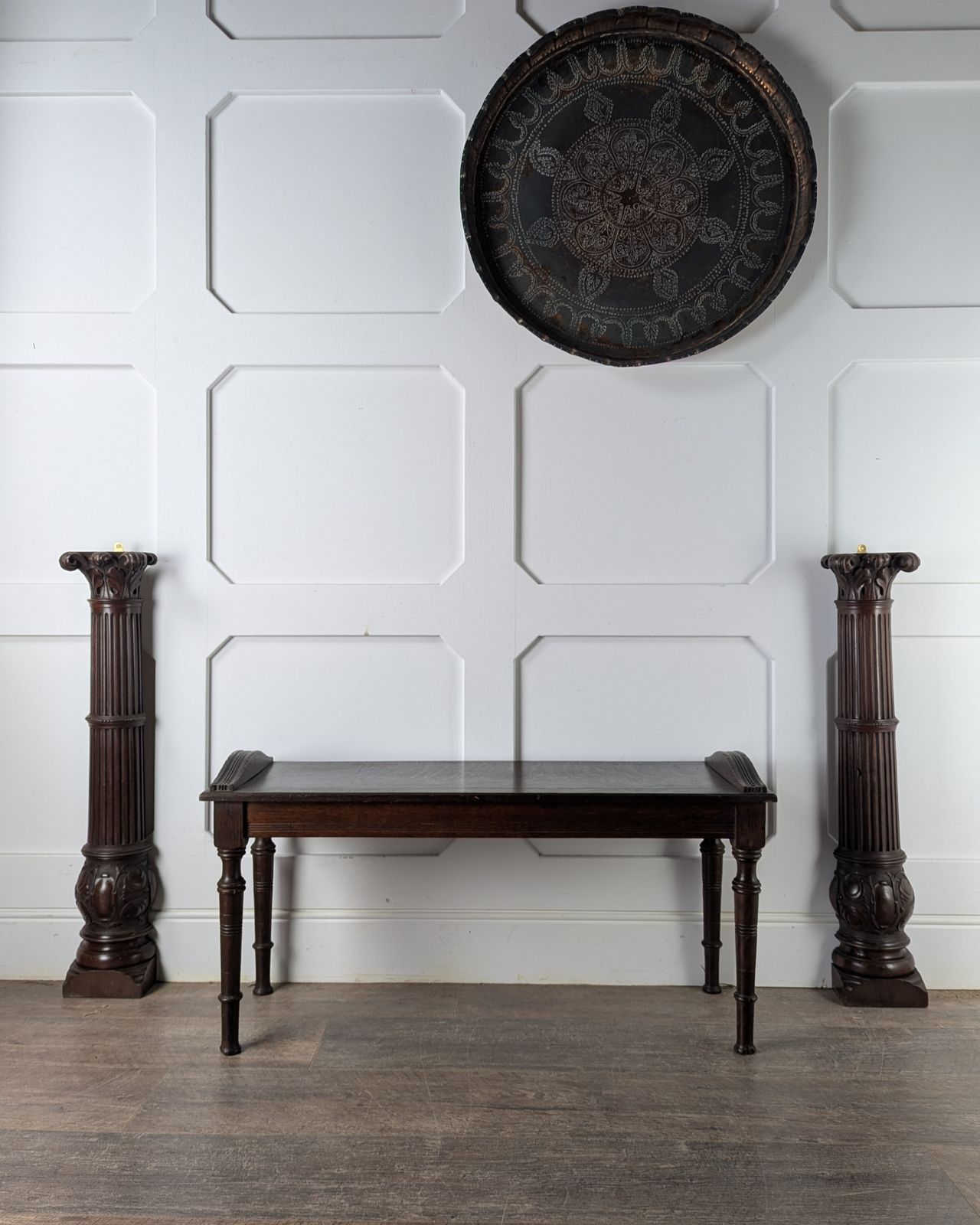 Home Decor Pair Of Carved Mahogany Reeded Corinthian Half Columns photo