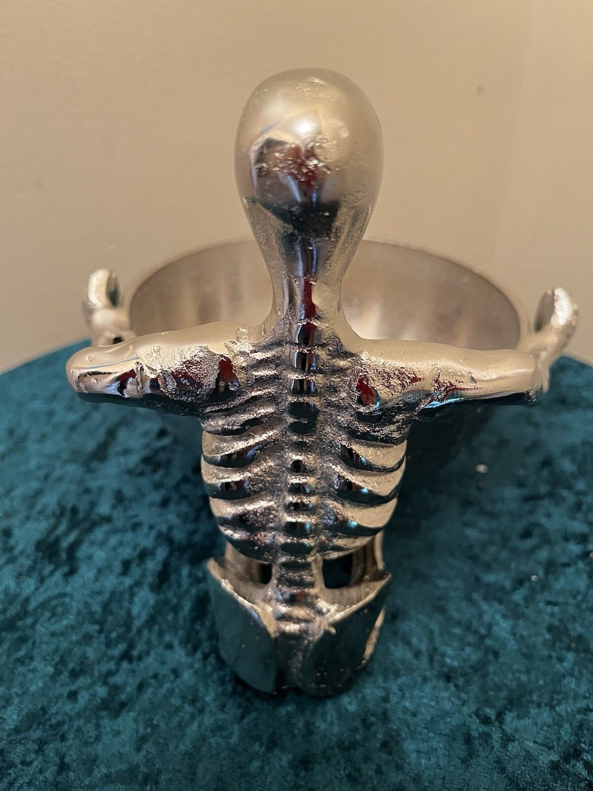 Unique Statement Piece Made From Recycled Aluminium Small Skeleton Bowl photo vinterior