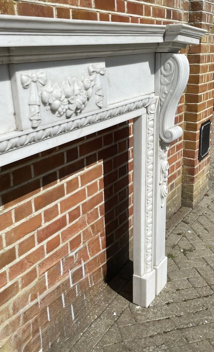 Fine Pair Of Large Antique Early 20th Century Quality Carved White Marble Fireplaces photo buy