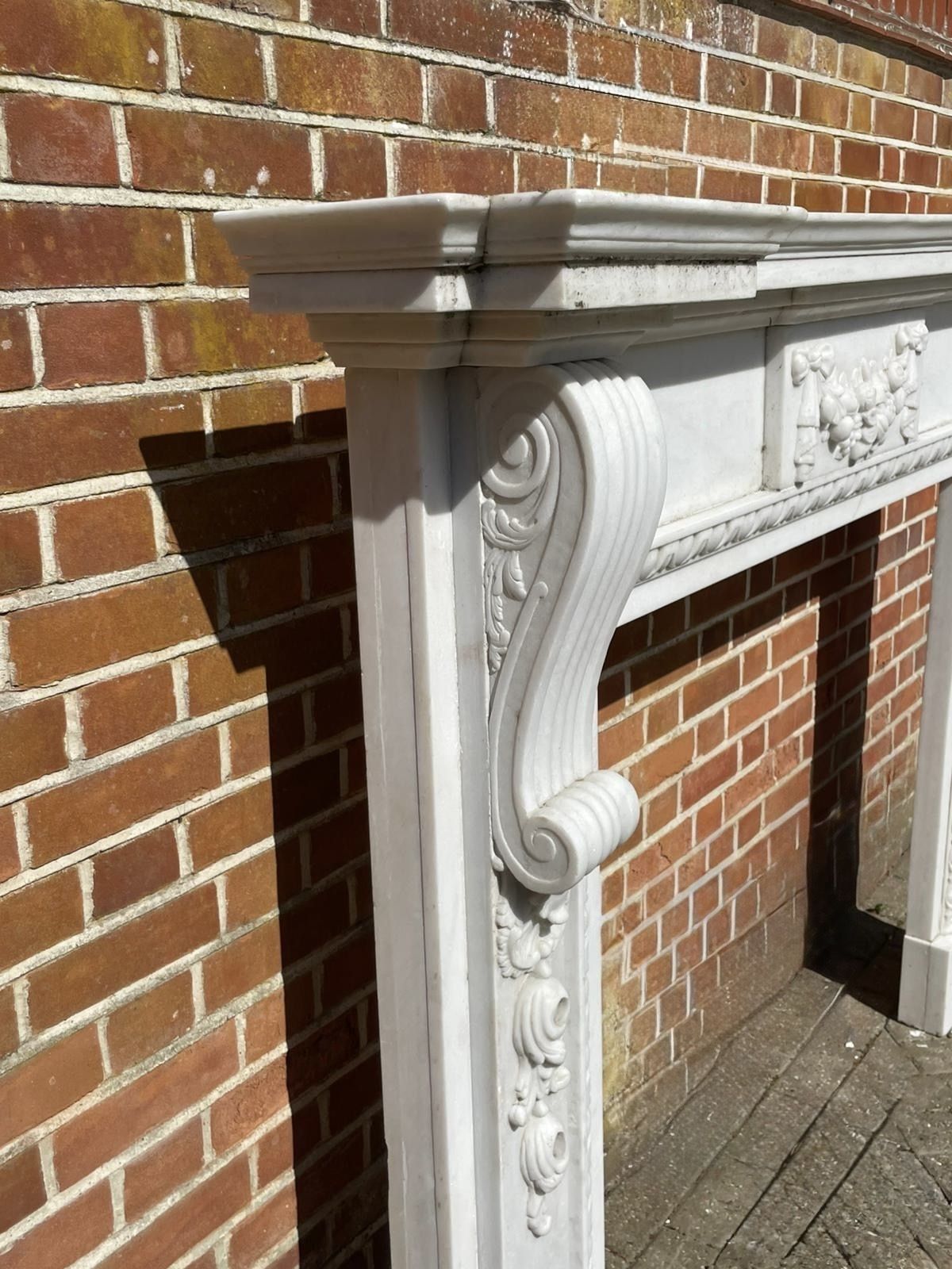 Home Fixtures Fine Pair Of Large Antique Early 20th Century Quality Carved White Marble Fireplaces photo