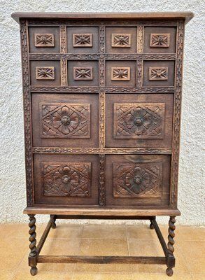 Spanish Wooden Storage Cabinet With Drawers, 1900s photo for sale