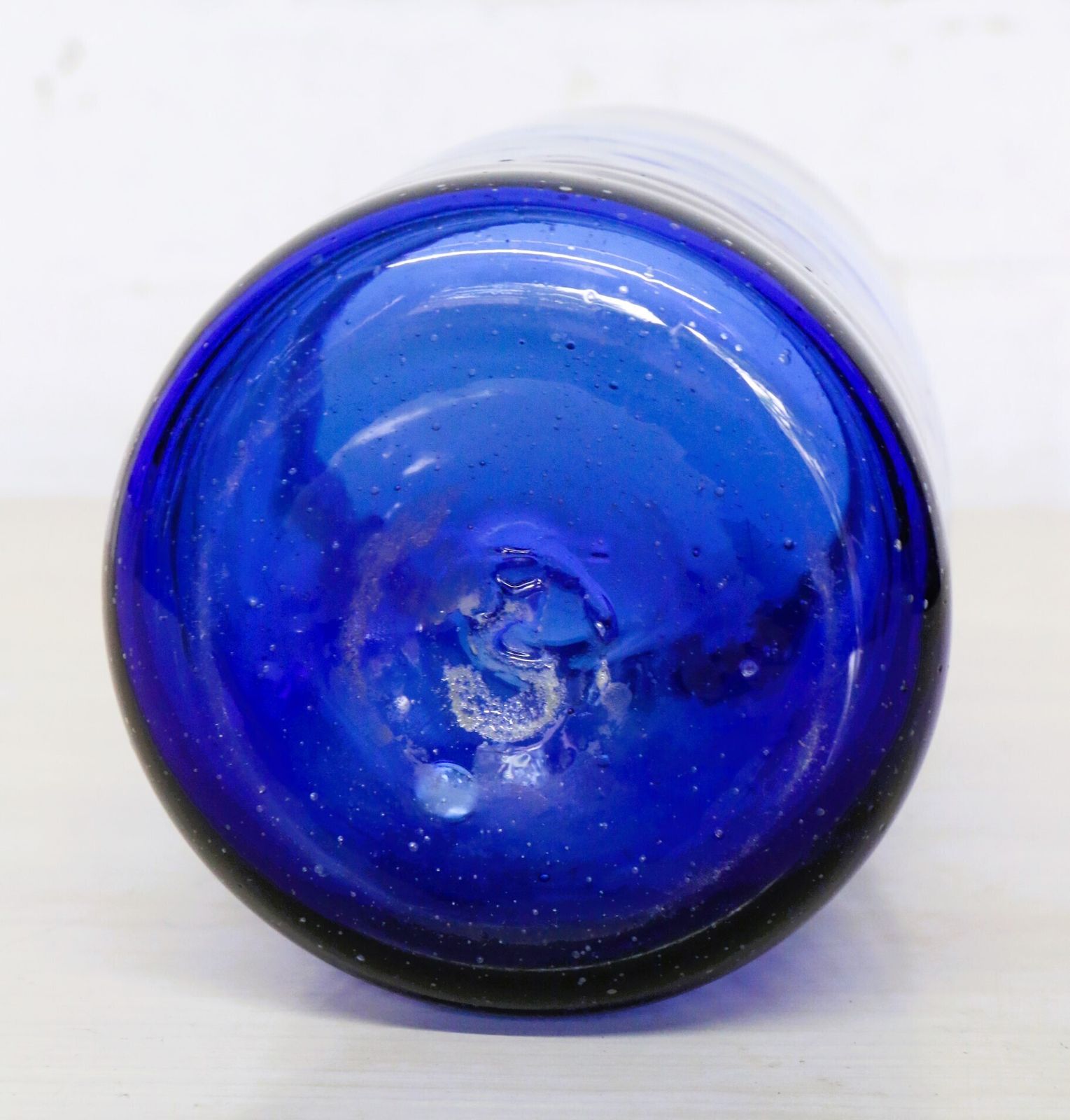 photo for sale Cobalt Blue Hand Blown Freeform Glass Vase Of Scandinavian Origin Mid 20th Century