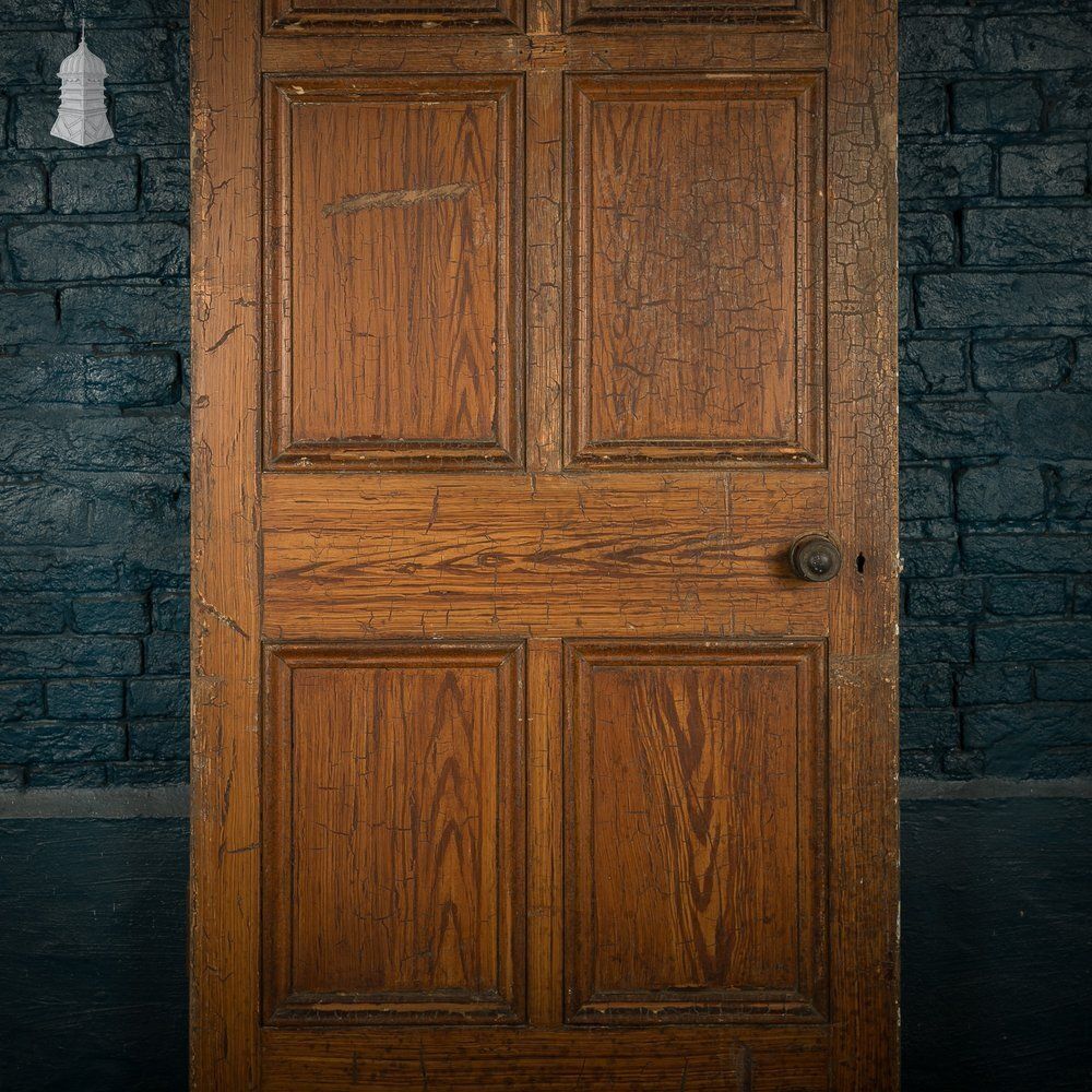Pitch Pine 6 Panel Door, Distressed White Paint And Faux Woodgrain photo Home Fixtures