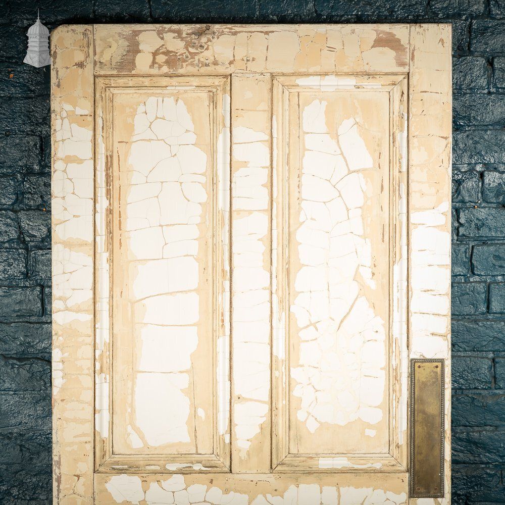 Reclaimed 4 Panel Door – Cracked White Paint photo for sale