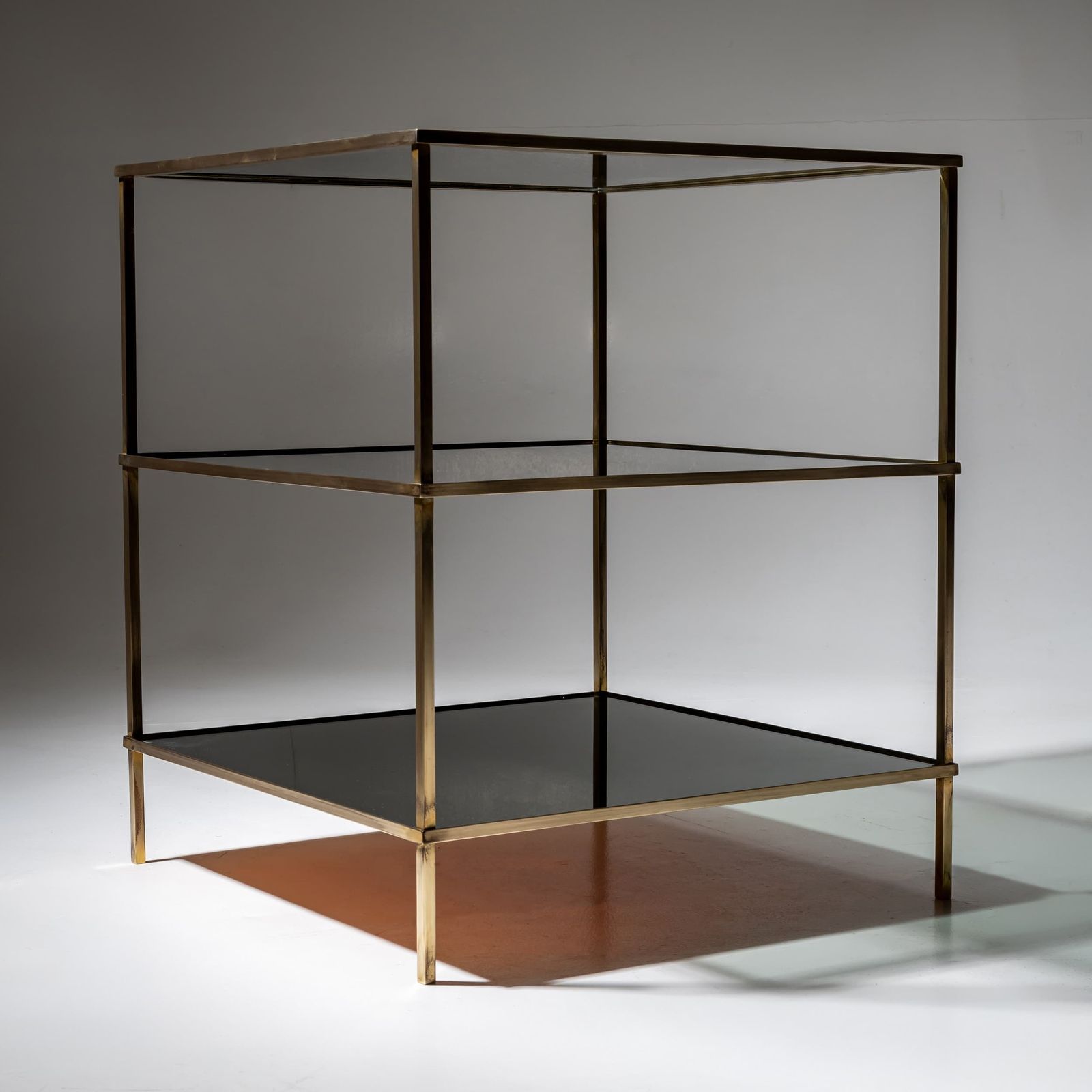 Side Table Made Of Glass And Brass, Mid 20th Century photo 1600.0