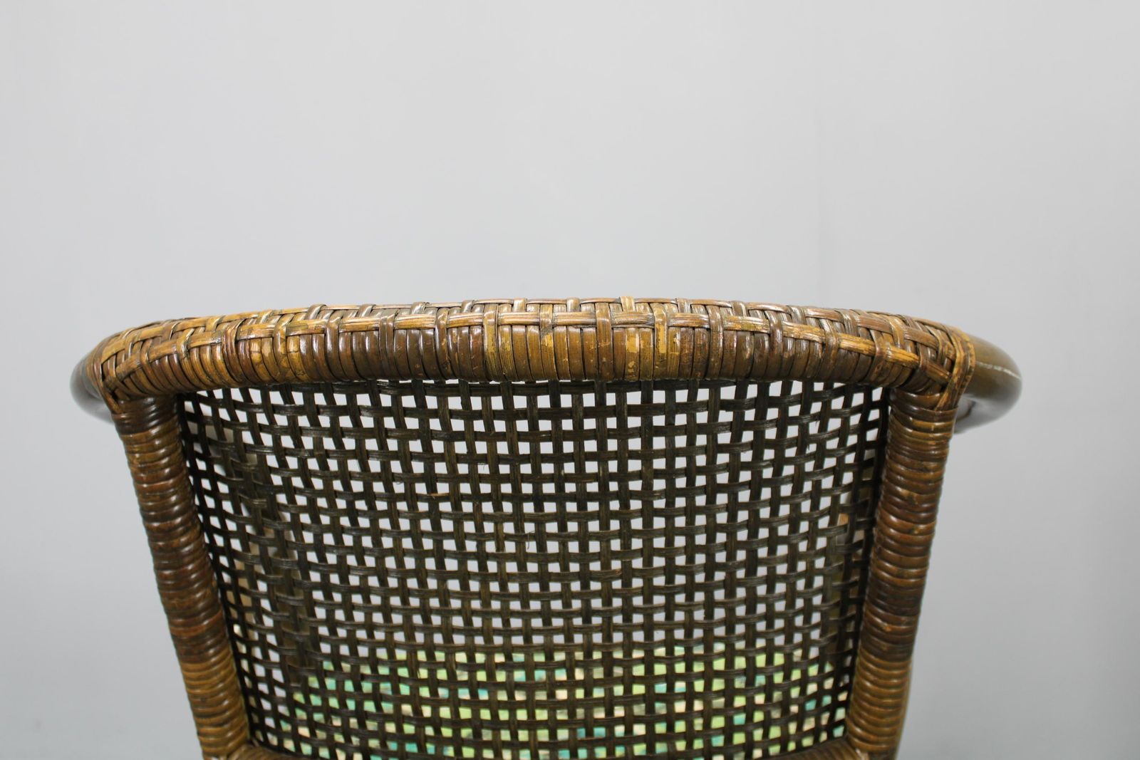 photo buy 1980s Set Of Four Rattan Armchairs With Fabric Pillows