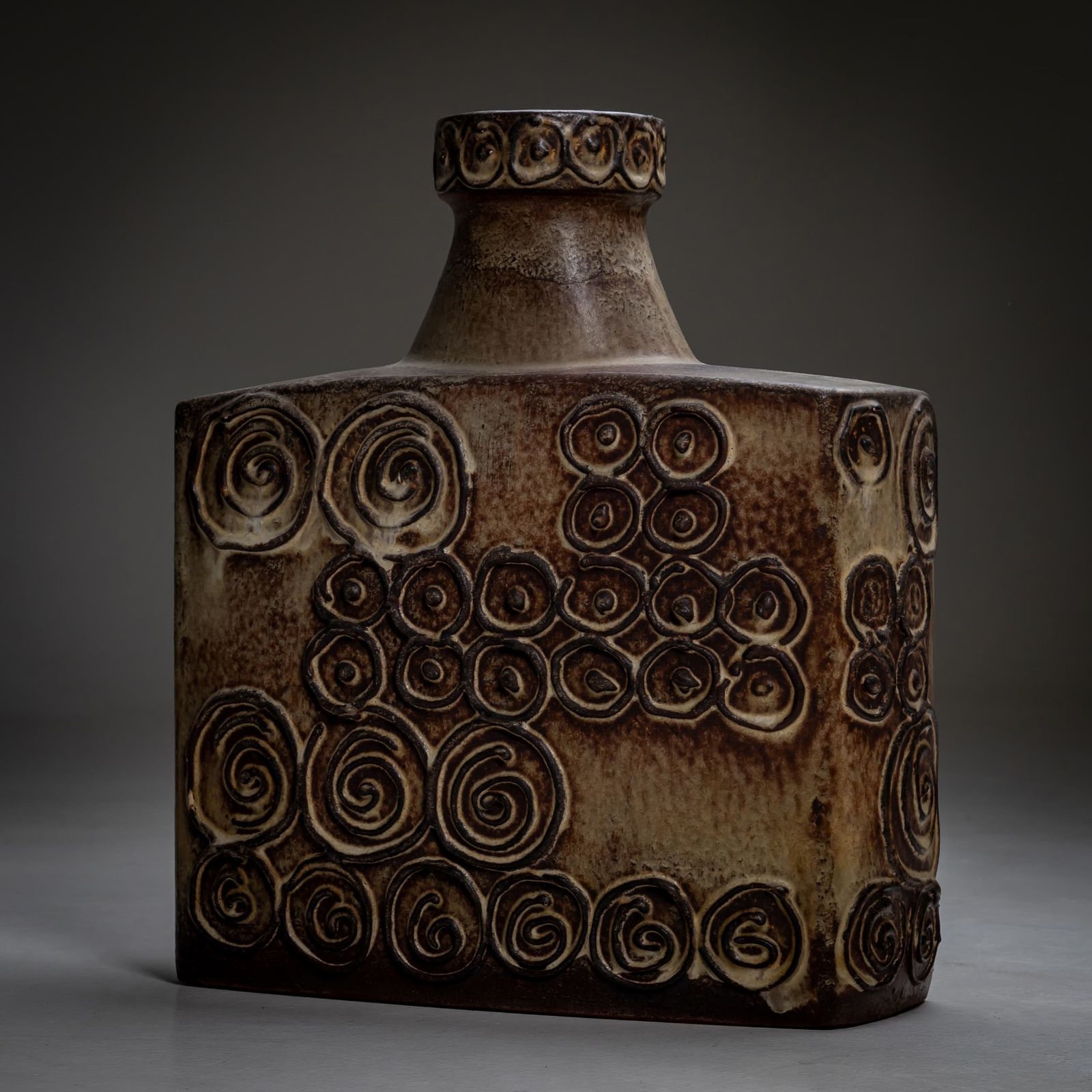 Jura Ceramic Vase With Spiral Decor, Scheurich, West Germany, Mid 20th Century photo for sale